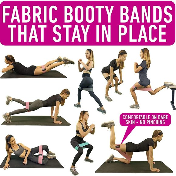 Vergali Fabric Booty Bands for Women Butt and Legs. Set of 4 Non Slip Cloth - Picture 8 of 9